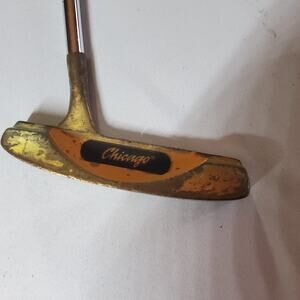 Vintage Chicago Putter 35" Right Handed Steel Shaft Brass Blade Men's Golf Club